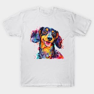 Dachshund Watercolor Pop Art Design for Dog Lovers T-Shirt